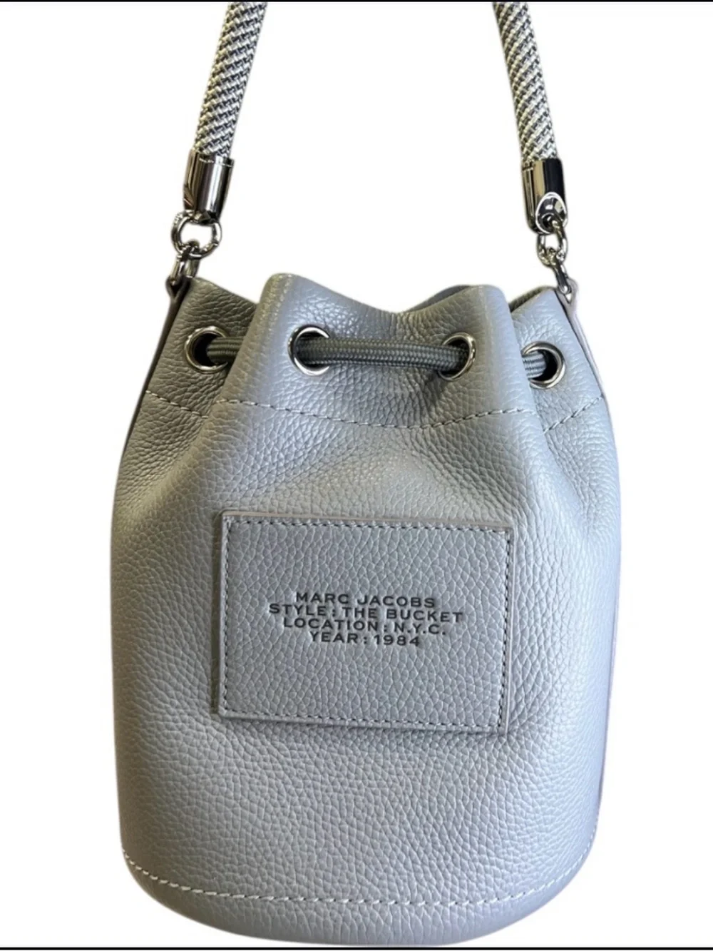 Marc Jacobs Pebbled Leather Bucket Hobo – Gray with Rope Strap Bag - Picture 2 of 6